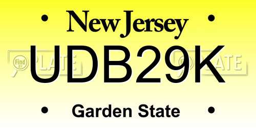 UDB29K New Jersey License Plate