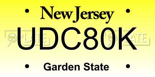 UDC80K New Jersey License Plate