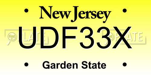 UDF33X New Jersey License Plate