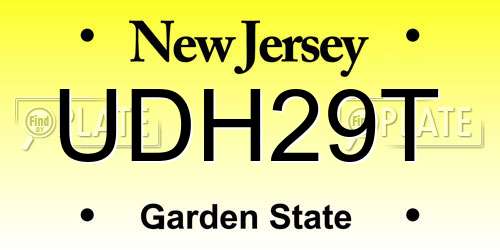 UDH29T New Jersey License Plate
