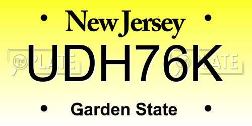 UDH76K New Jersey License Plate