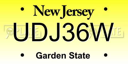UDJ36W New Jersey License Plate