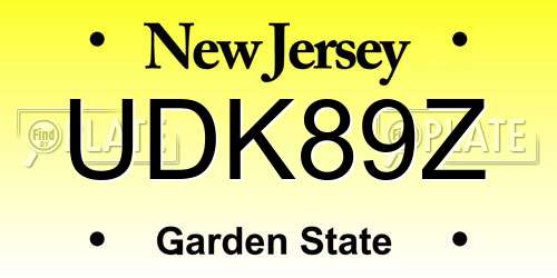 UDK89Z New Jersey License Plate