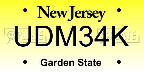 UDM34K New Jersey License Plate