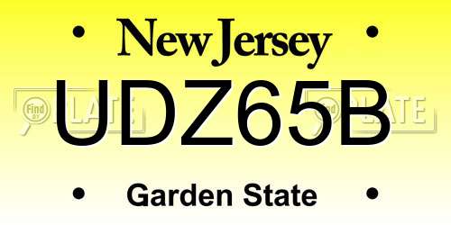 UDZ65B New Jersey License Plate