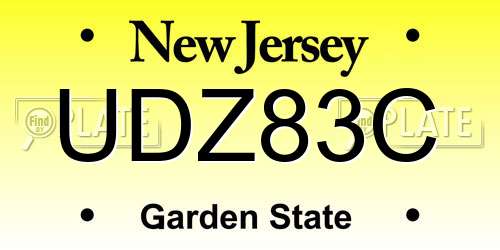 UDZ83C New Jersey License Plate