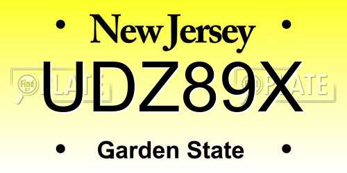 UDZ89X New Jersey License Plate