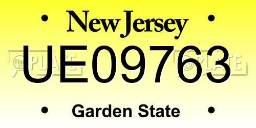 UE09763 New Jersey License Plate