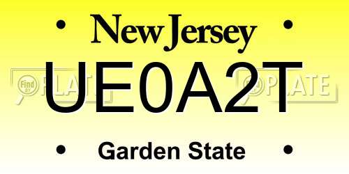 UE0A2T New Jersey License Plate