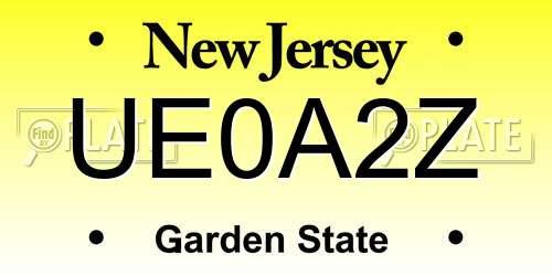 UE0A2Z New Jersey License Plate