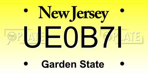 UE0B7I New Jersey License Plate