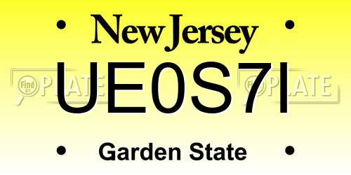 UE0S7I New Jersey License Plate