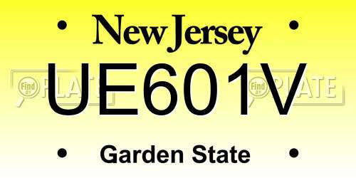 UE601V New Jersey License Plate