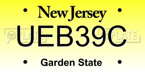 UEB39C New Jersey License Plate