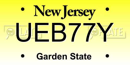 UEB77Y New Jersey License Plate