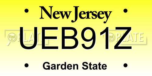 UEB91Z New Jersey License Plate