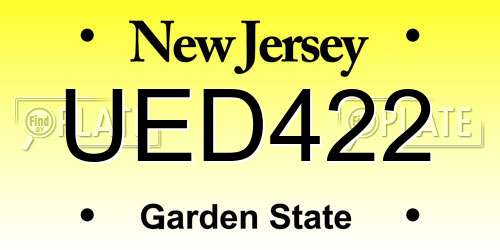 UED422 New Jersey License Plate