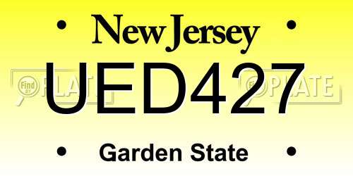 UED427 New Jersey License Plate