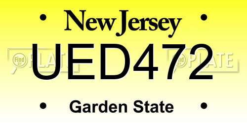 UED472 New Jersey License Plate