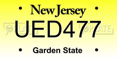 UED477 New Jersey License Plate