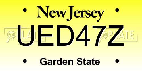 UED47Z New Jersey License Plate