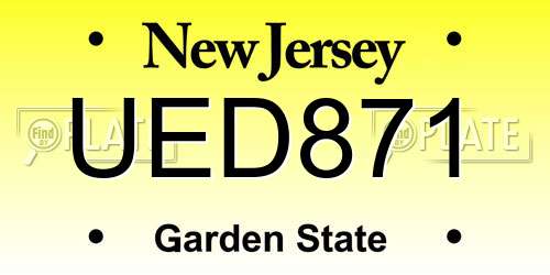 UED871 New Jersey License Plate