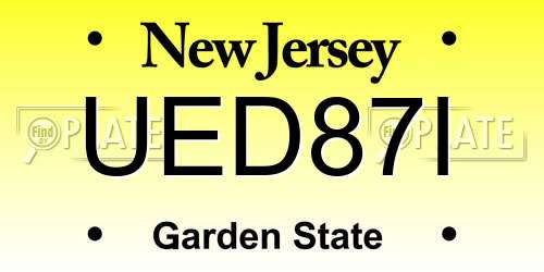 UED87I New Jersey License Plate