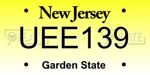 UEE139 New Jersey License Plate