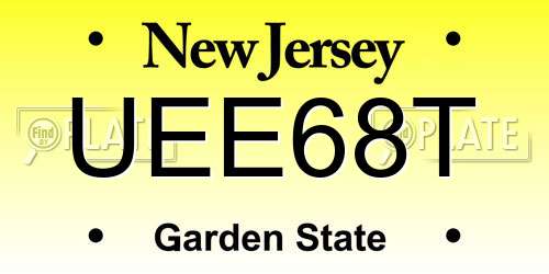 UEE68T New Jersey License Plate