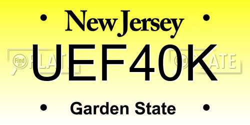 UEF40K New Jersey License Plate