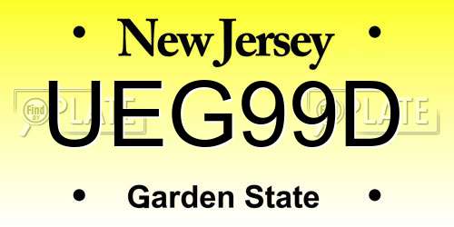UEG99D New Jersey License Plate