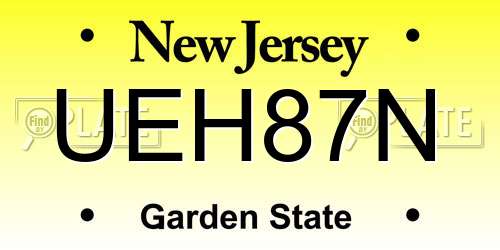 UEH87N New Jersey License Plate
