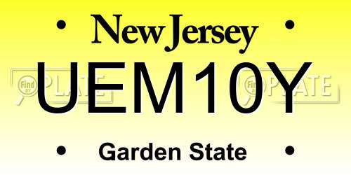 UEM10Y New Jersey License Plate