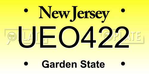 UEO422 New Jersey License Plate