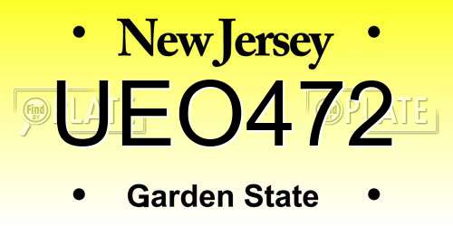UEO472 New Jersey License Plate