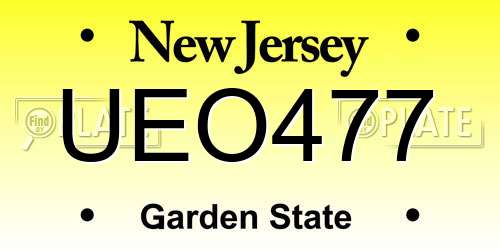 UEO477 New Jersey License Plate