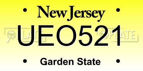UEO521 New Jersey License Plate