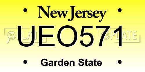 UEO571 New Jersey License Plate