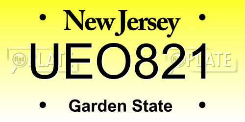 UEO821 New Jersey License Plate