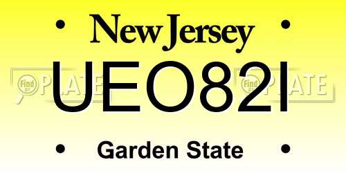 UEO82I New Jersey License Plate