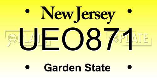 UEO871 New Jersey License Plate
