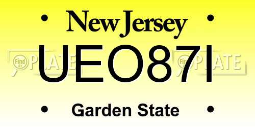 UEO87I New Jersey License Plate