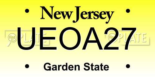 UEOA27 New Jersey License Plate