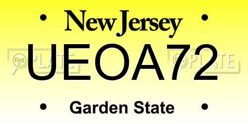 UEOA72 New Jersey License Plate