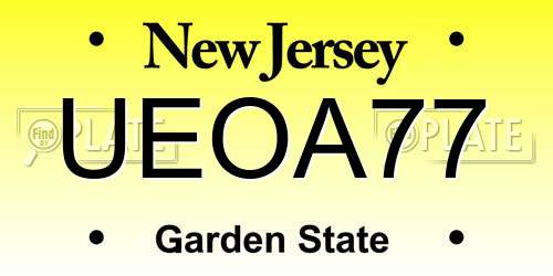 UEOA77 New Jersey License Plate