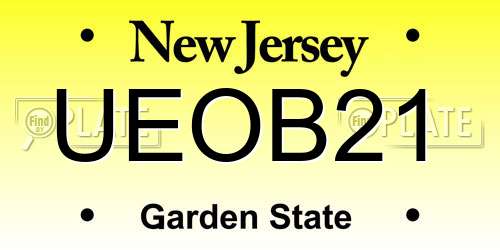 UEOB21 New Jersey License Plate