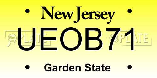 UEOB71 New Jersey License Plate