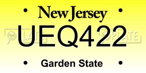 UEQ422 New Jersey License Plate