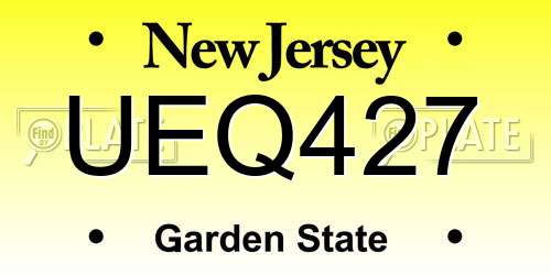 UEQ427 New Jersey License Plate