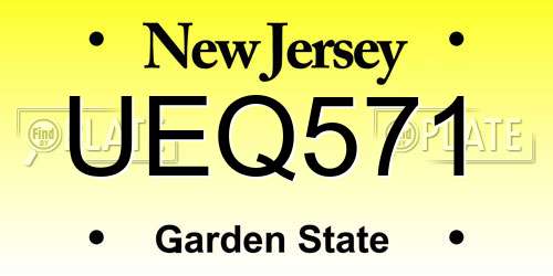 UEQ571 New Jersey License Plate